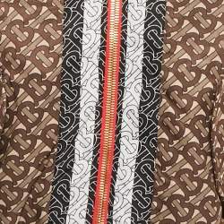 مملوكة مسبقًا Burberry Brown Monogram Print Synthetic Bomber Jacket XS