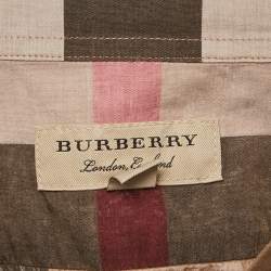 Pre Owned Burberry Brown Nova Check Cotton Button Front Shirt M