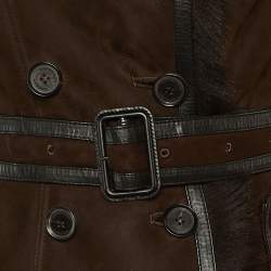 مملوكة مسبقًا Burberry Brown Sued Shearling Fur Coat S