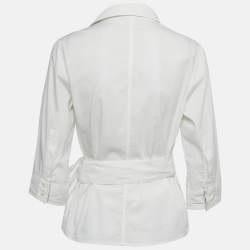 Pre Owned قميص بربري أبيض قطن لف متوسط الحجم