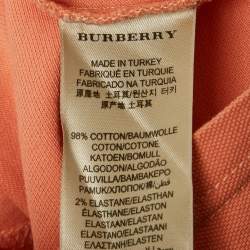 Pre Owned Burberry Orange Logo Embroidered Cotton Polo T-Shirt M