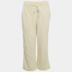 Pre Owned Burberry Cream Terry Drawstring Wide Leg Pants S