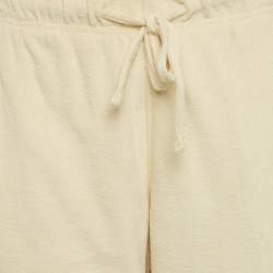 Pre Owned بنطلون بربري كريمي واسع الأرجل تيري برباط مقاس صغير - سمول