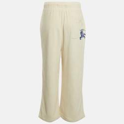 Pre Owned بنطلون بربري كريمي واسع الأرجل تيري برباط مقاس صغير - سمول