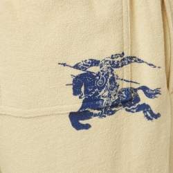 Pre Owned بنطلون بربري كريمي واسع الأرجل تيري برباط مقاس صغير - سمول