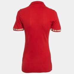 مملوكة مسبقًا Burberry Brit Red Cotton Pique Polo T-Shirt S