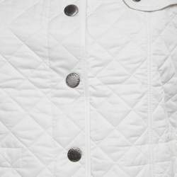 Pre Owned Burberry Brit White Synthetic Quilted Button Front Jacket M