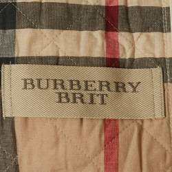 Pre Owned Burberry Brit White Synthetic Quilted Button Front Jacket M