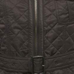 مملوكة مسبقًا جاكيت بربري أسود صناعي مبطن بكريستال مزيف بسحاب مقاس صغير جداً (صغير جداً)