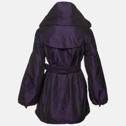 مملوكة مسبقًا Burberry Purple Zip Up Belted Jacket S