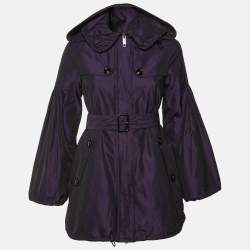 مملوكة مسبقًا Burberry Purple Zip Up Belted Jacket S