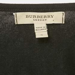 مملوكة مسبقًا تيشيرت كم طويل بربري حافة مربعة سوداء مقاس صغير (سمول)