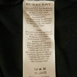 مملوكة مسبقًا تيشيرت كم طويل بربري حافة مربعة سوداء مقاس صغير (سمول)