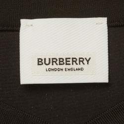 Pre Owned Burberry Black Satin Lace Trim Blouse M