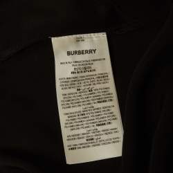 Pre Owned Burberry Black Satin Lace Trim Blouse M