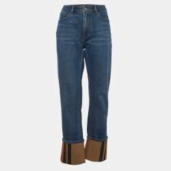 مملوكة مسبقًا بنطال جينز بربري ماريسا دينيم أزرق مقاس متوسط خصر 27 بوصة