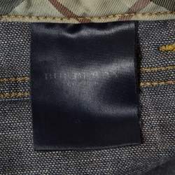 Pre Owned بنطلون جينز بربري أزرق دنيم مقاس عادي صغير \خصر 26 بوصة