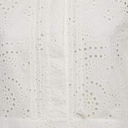 Pre Owned فستان قميص بربري دانييلا بالقطن الأبيض بحجم صغير مع ثقوب 