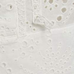 Pre Owned فستان قميص بربري دانييلا بالقطن الأبيض بحجم صغير مع ثقوب 