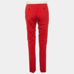 Pre Owned Burberry Red Wool Two-Tone Tailored Trousers S