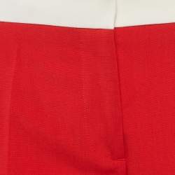 Pre Owned Burberry Red Wool Two-Tone Tailored Trousers S