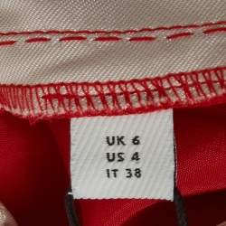 Pre Owned Burberry Red Wool Two-Tone Tailored Trousers S