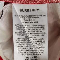 Pre Owned Burberry Red Wool Two-Tone Tailored Trousers S