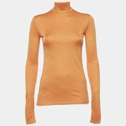 Pre Owned توب بربري برقبة سلحفاة مونوغرام برتقالي مقاس صغير - إكس سمول