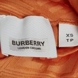 Pre Owned Burberry Orange Monogram Jersey Turtle Neck Top XS