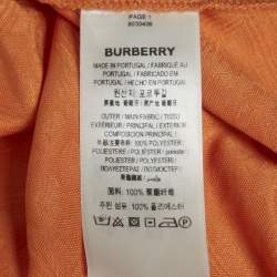 Pre Owned Burberry Orange Monogram Jersey Turtle Neck Top XS