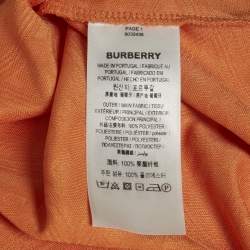 Pre Owned Burberry Orange Monogram Jersey Turtle Neck Top XS
