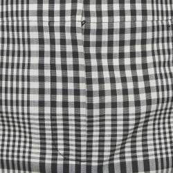 Pre Owned Burberry Monochrome Check and Stripe Cotton Mini Skirt S