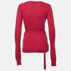 Pre Owned سويتر بربري كشمير محاك وردي بحزام صغير