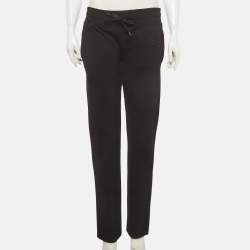 Pre Owned Burberry Black Gabardine Logo Applique Pants S