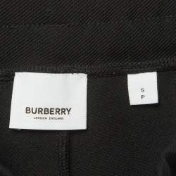 Pre Owned Burberry Black Gabardine Logo Applique Pants S