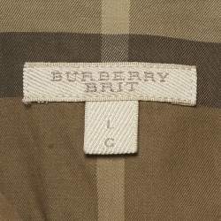 Pre Owned قميص بربري قطن كارو نوفا زيتوني مقاس كبير