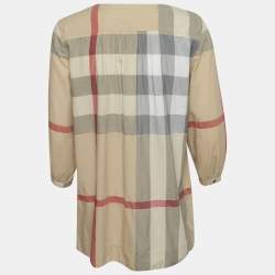 Pre Owned Burberry Brit Beige Check Cotton Tunic XS