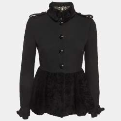 مملوكة مسبقًا Burberry Black Shearling and Crepe Short Coat S
