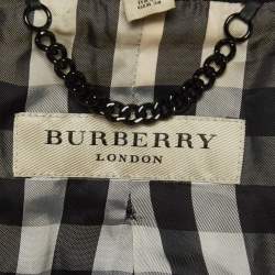 Pre Owned Burberry Black Shearling and Crepe Short Coat S