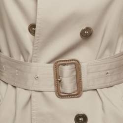 Pre Owned Burberry Beige Gabardine Double Breasted Belted Trench Coat S