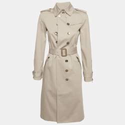Pre Owned Burberry Beige Gabardine Double Breasted Belted Trench Coat S