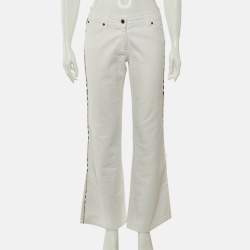 Pre Owned Burberry White Denim Straight Leg Jeans S