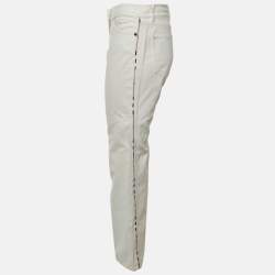 Pre Owned Burberry White Denim Straight Leg Jeans S