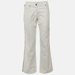 Pre Owned Burberry White Denim Straight Leg Jeans S