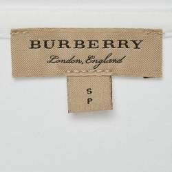 Pre Owned Burberry White Nova Check Jersey Scoop Neck Top S