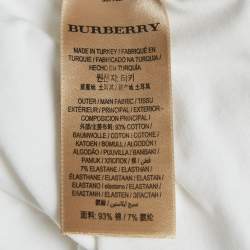 Pre Owned Burberry White Nova Check Jersey Scoop Neck Top S