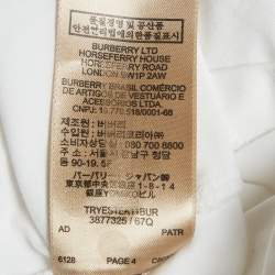 Pre Owned Burberry White Nova Check Jersey Scoop Neck Top S