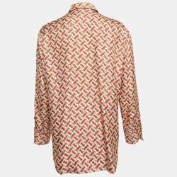 Pre Owned Burberry Beige Tb Monogram Printed Silk Shirt S