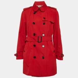 Pre Owned Burberry Red Cotton Blend Chelsea Trench Coat 