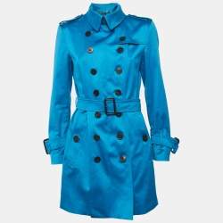 Pre Owned Burberry Blue Cotton Chelsea Trench Coat M